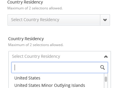 Better Select Boxes boxes country dropdown form input interface multi open sans search select ui user