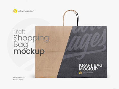 Kraft Shopping Bag with Rope Handle Mockup - Front bag branding mock up mock up mockup pack package packaging paper photoshop psd psd mockup psd template shopping bag shopping bag mockup yellow images