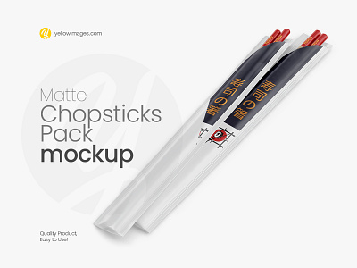 Chopsticks in Matte Pack Mockup - Halfside View brand design branding chinese chopstick design food japanese mock up mock up mockup pack package packaging photoshop psd psd mockup yellow images