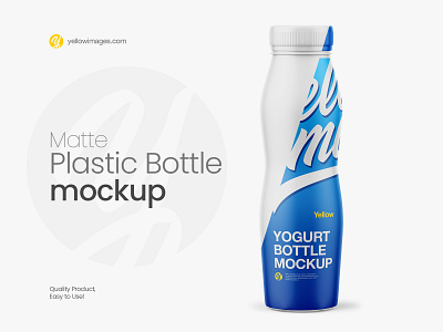 Matte Plastic Bottle Mockup - Front View beverage bottle brand design branding dairy design food milk milkshake mock up mock up mockup pack package packaging plastic bottle psd yellow images yoghurt yogurt