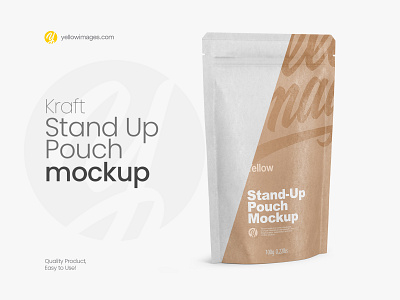 Kraft Stand Up Pouch with Zipper Mockup - Halfside View branding coffee coffee bag coffee package coffee packing design food mock up mock up mockup pack package packaging yellow images