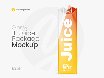 1L Glossy Juice Package Mockup - Front View