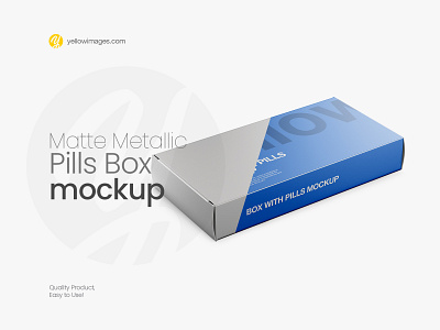 Matte Metallic Pills Box Mockup - Halfside View