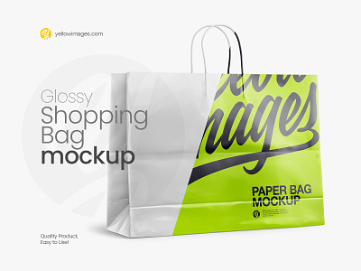 Glossy Shopping Bag with Rope Handle Mockup - Halfside