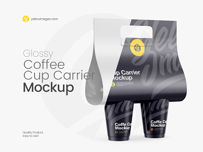 Download Glossy Coffee Cup Carrier Mockup Halfside View By Dmytro Ovcharenko On Dribbble