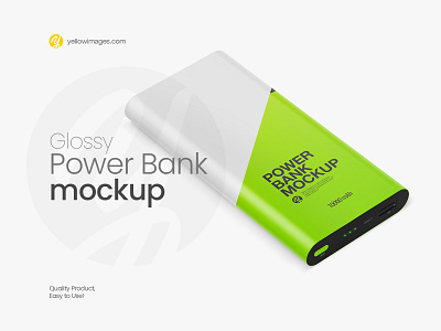 Glossy Power Bank Mockup - Halfside View