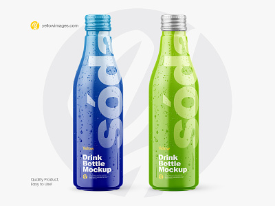 Glossy Drink Bottle w/ Drops Mockup aluminium beer bottle mockup bottle with drops branding can cola cold condensation droplets drops energy energy bottle energy can energy drink fresh mockup moist soda water