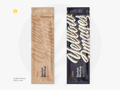 Kraft Sachet w/ Zipper Mockup bag branding flow pack kraft mockup kraft sachet mock up mock up mockup pack package packaging paper pouch psd mockup snack tester yellow images zipper