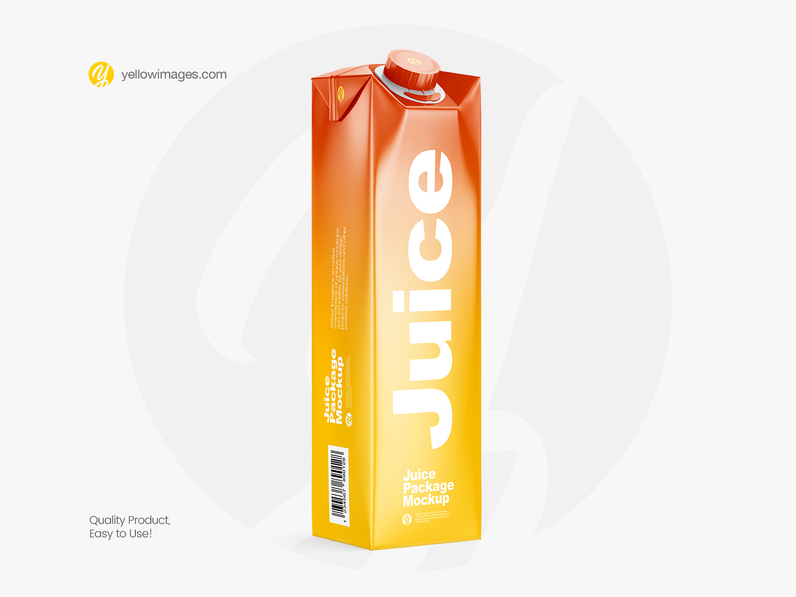 1L Glossy Juice Package Mockup - Halfside View by Dmytro Ovcharenko on