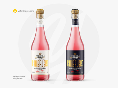 Clear Glass Bottle w/ Pink Wine Mockup