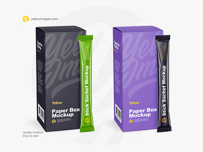 Download Glossy Stick Sachet W Paper Box Mockup By Dmytro Ovcharenko On Dribbble