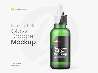 Frosted Green Glass Dropper Bottle Mockup beard oil bottle mockup cannabidiol cbd design dropper dropper bottle dropper mockup e liquid frosted glass green bottle hemp oil mock up mock up mockup oil pack package packaging yellow images