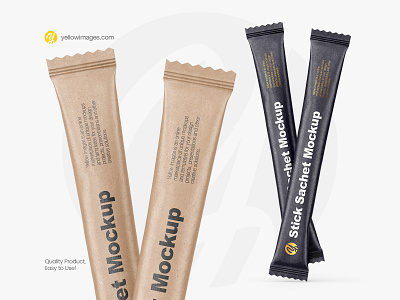 Two Kraft Stick Sachets Mockup