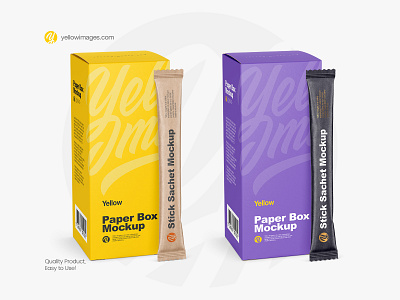 Kraft Stick Sachet with Paper Box Mockup