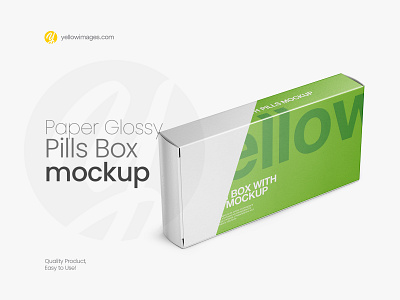 Glossy Metallic Pills Box Mockup - Half Side View