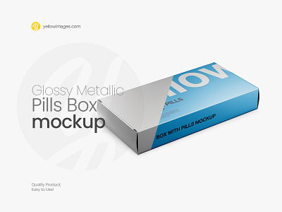 Glossy Metallic Bag Mockup - Half Side View (High Angle Shot) box branding drug drugs metal metalic mock up mock up mockup pack package packaging paper photoshop pills psd tablet yellow images