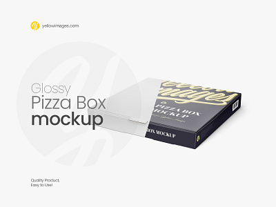 🍕 Glossy Pizza Box Mockup - Halfside View 🍕