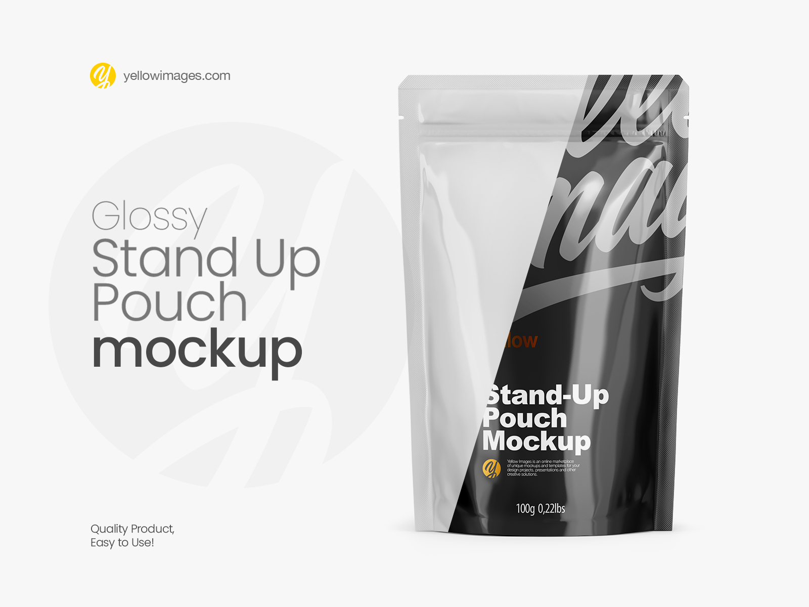Download Glossy Stand Up Pouch with Zipper Mockup - Front View by ...