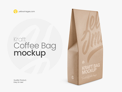 Kraft Matte Bag Mockup - Half Side View