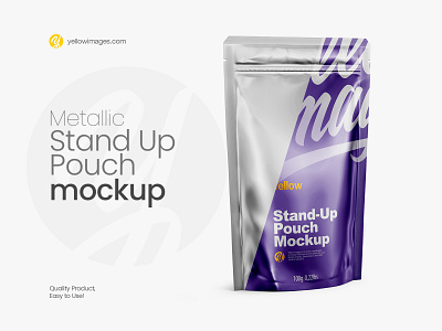 Metallic Stand Up Pouch with Zipper Mockup branding food metallic metallic pouch mockup mock up mock up mockup pack package packaging photoshop pouch pouch mock up pouch mockup psd psd mockup stand up standup standup pouch mockup yellow images