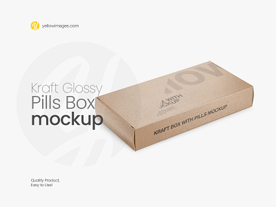 Kraft Glossy Pills Box Mockup - Halfside View