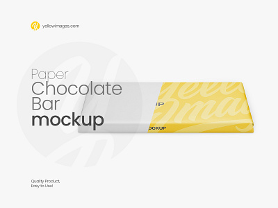 Paper Chocolate Bar Mockup - Front View branding chocolate chocolate bar chocolate bar mockup chocolate pack chocolate packaging food mock up mock up mockup pack package packaging paper psd psd mockup sweet yellow images