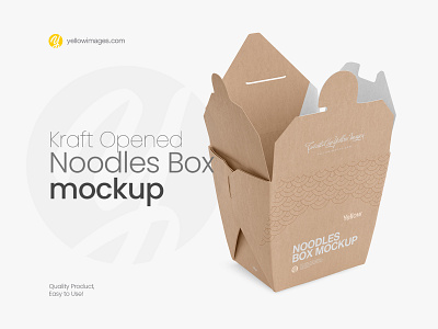 Opened Kraft Noodles Box Mockup - Half-Side View 🍜