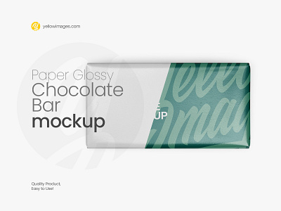 Paper Glossy Chocolate Bar Mockup - Top View