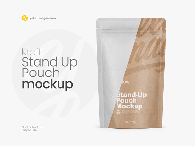 Kraft Stand Up Pouch with Zipper Mockup - Front View bag mockup coffee coffee bag coffee bag mockup coffee pouch food kraft mock up mock up mockup pack package packaging pouch pouch mock up pouch mockup tea tea bag tea pouch yellow images