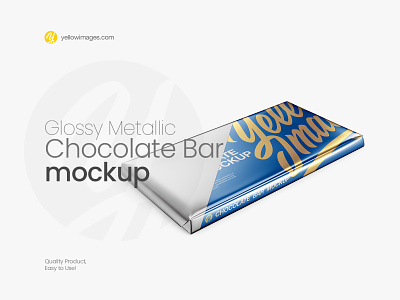 Glossy Metallic Chocolate Bar Mockup