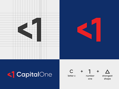 Capital One Concept Logo Construction & Grid branding logo minimal typography