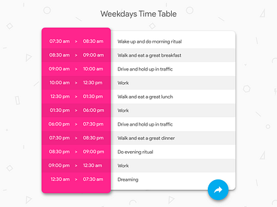 Time Table Card UI - Material Design card minimal mobile ui ux