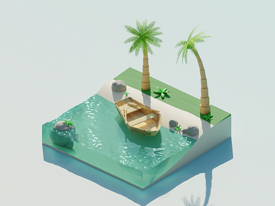 Beach Rescue 3d beach blender isometric render seaside summer