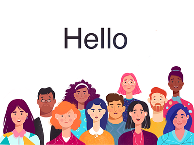 crowd illustration 2d character character design design flat flat illustration hello illustration office procreate ui vectorart