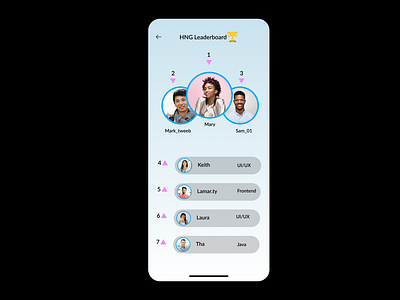 HNG LEADERBOARD app design ui ux web