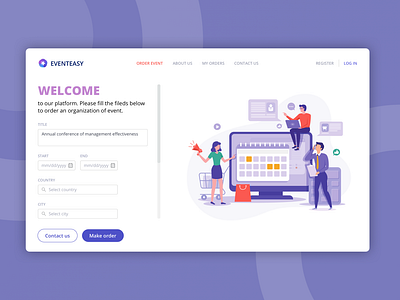 EventEasy: Welcome page