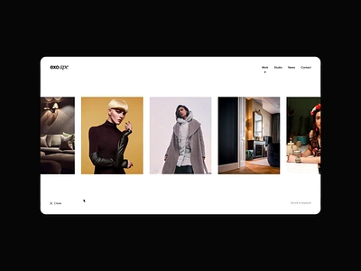 Exo Ape—Work Transitions agency animation carousel clean dragger gallery image gallery minimal motion graphics portfolio slider transition ui web webdesign website
