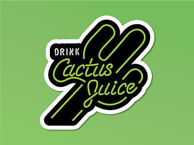 Cactus Sticker cactus coke green neon neon sign retro sticker typography