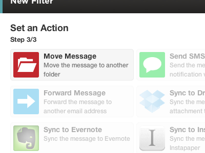 Set an Action bubble dropbox evernote filter icon modal ui