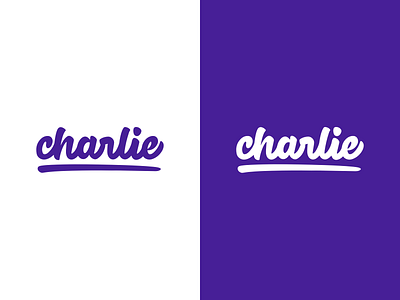Charlie.work logo sketch branding charlie font identity lettering logo logotype mark productivity purple script team typography