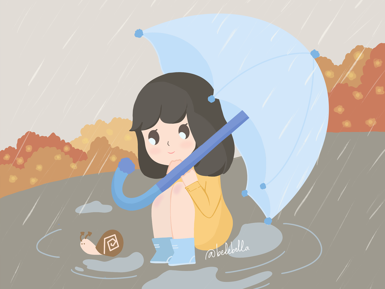 Rainy day created by lewdfroggo. Rainy day cartoon.