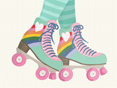 Skateland rainbow retro rink roller skate skying