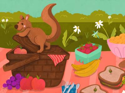 summer picnic cute flower food fruit fun kids outdoors picnic squirrel summer sweet