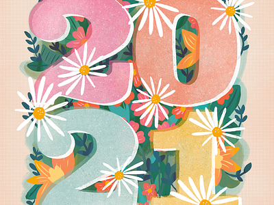 Happy New Year 2021 floral flowers new year numbers