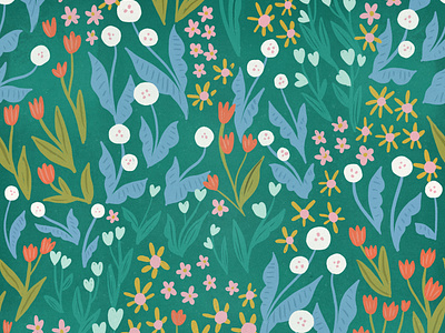 Emerald Fields field floral flower illustration pattern surface design widlflowers