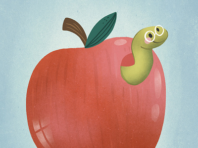 An Apple a day.... apple cute illustration procreate school worm
