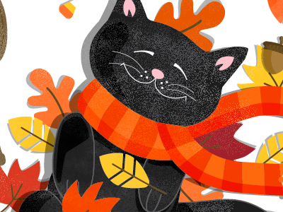 Black Cat black cat cat fall illustration kitty leaves october