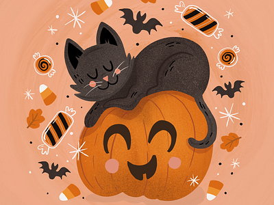 Halloween Kitty black candy cat halloween pumpkin