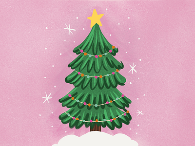 O Christmas Tree christmas cute evergreen garland holiday pine pom pom snow sparkles star tree whimsical