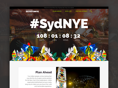 City of Sydney New Year's Eve Website countdown flat interface layout nye redesign ui ux web